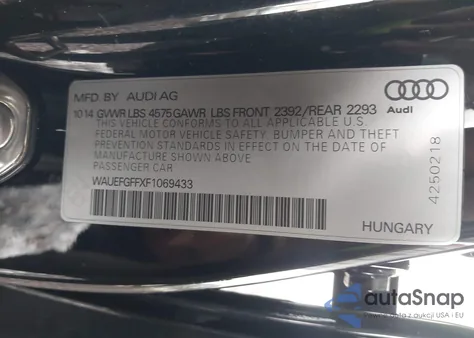 2015 Audi A3 2.0T Premium from USA, damaged, VIN WAUEFGFFXF1069433